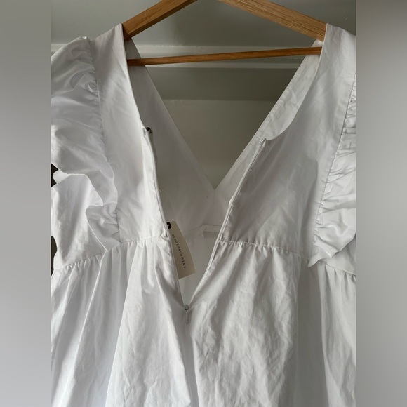 NWT** Maeve Flutter Sleeve Babydoll Dress White Size Medium Anthropologie - Picture 8 of 9